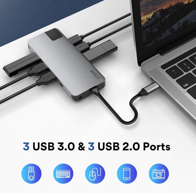 EKSA T20 12in1 Type-C to HDMI+USB3.0+USB2.0+SD+miniSD+PD100W+3,5mm+RJ45