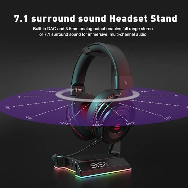 EKSA W1 RGB Headset Stand 7.1 Surround Sound