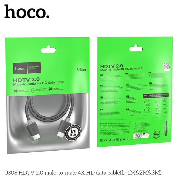 HOCO US08 HDMI2.0 4K HD 1M