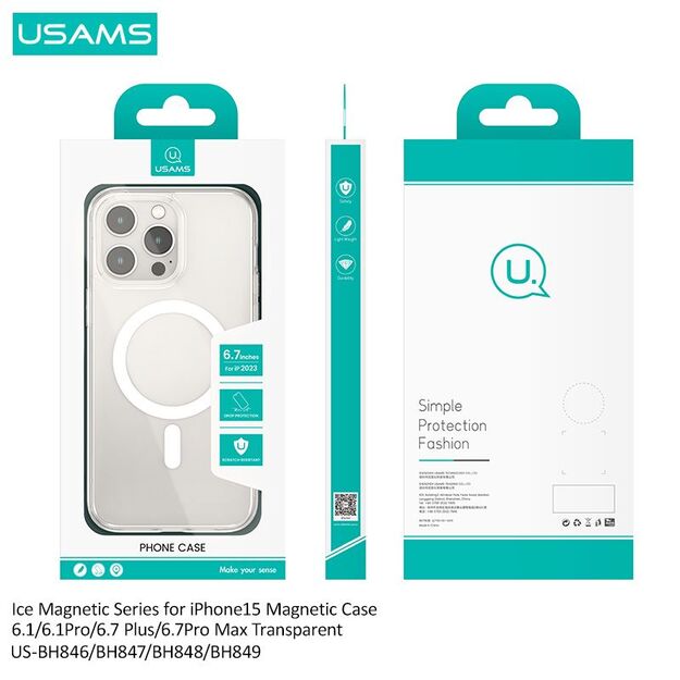 USAMS BH849 Ice-Magnet dėklas telefonui iPhone 15promax