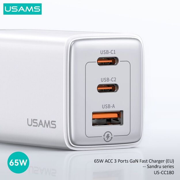 USAMS CC180 65W PD QC USB A+C+C 