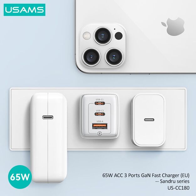 USAMS CC180 65W PD QC USB A+C+C 