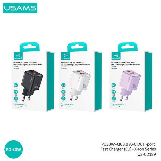 USAMS CC189 30W PD QC USB A+C 