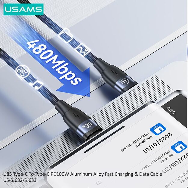 USAMS U85 100W PD type-C to type-C 1.2M