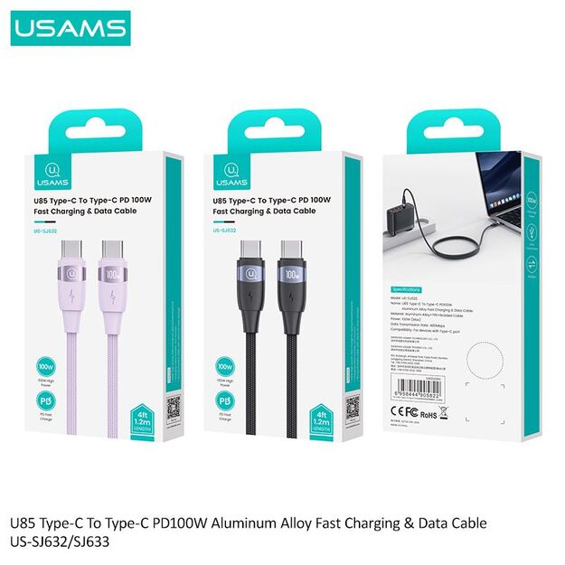 USAMS U85 100W PD type-C to type-C 2M